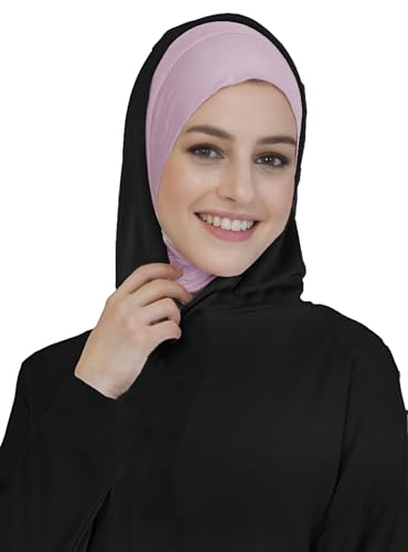 Lina & Lily Modal Jersey Muslim Amira Instant Hijab Scarf One Piece Ready-To-Wear - color: Dusty Rose