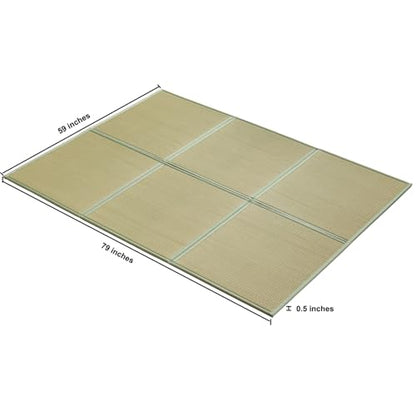 Natural Rush Grass Floor Tatami Mat,Queen, 79" x 59" x 0.5" | Japanese Portable Folding Firm Traditional Bed Mattress, Foldable Pad Futon,for Sleeping,Sitting,Yoga,Relaxing,Zen - size: Queen (79" x 59")