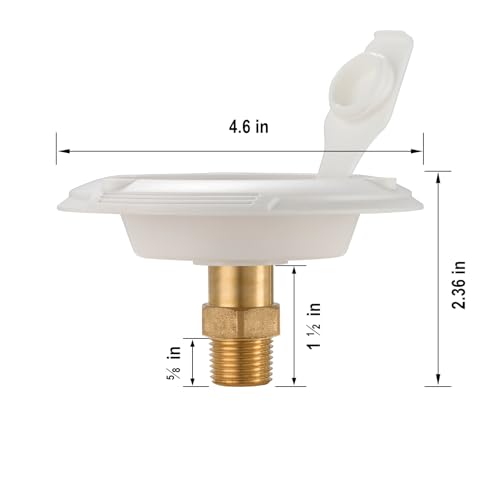 TOPSHINE RV City Water Inlet with Check Valve, RV Water Inlet Connection, RV Water Fill Inlet Flange with 3/4" GHT Female to 1/2" NPT Male, Fits for Camper, Trailer, Marine, RVs and Boats, Large - color: White, size: 4.7”
