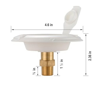 TOPSHINE RV City Water Inlet with Check Valve, RV Water Inlet Connection, RV Water Fill Inlet Flange with 3/4" GHT Female to 1/2" NPT Male, Fits for Camper, Trailer, Marine, RVs and Boats, Large - color: White, size: 4.7”