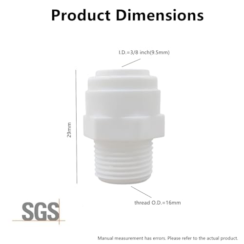 10 Pack 3/8" Push to Connect Fitting - 3/8" OD Tube x 3/8" Male Thread Straight Connector for Reverse Osmosis Systems, Water Filters & Plumbing (white) - style: 3/8" Male x 3/8" od straight connect (10)