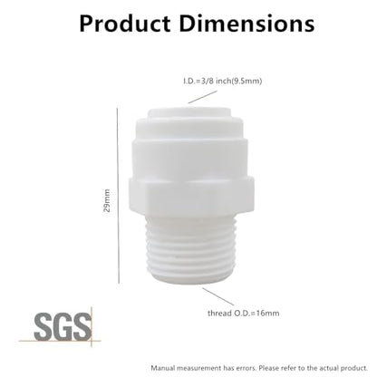 10 Pack 3/8" Push to Connect Fitting - 3/8" OD Tube x 3/8" Male Thread Straight Connector for Reverse Osmosis Systems, Water Filters & Plumbing (white) - style: 3/8" Male x 3/8" od straight connect (10)