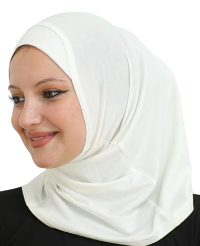 Prien Sport Instant Hijab For Women, Muslim Cotton Turban, Soft Head Scarf, Ready To Wear Hijabs Prayer Clothes, Islamic Wear - color: Cream