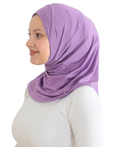 Prien Sport Instant Hijab For Women, Muslim Cotton Turban, Soft Head Scarf, Ready To Wear Hijabs Prayer Clothes, Islamic Wear - color: Lilac
