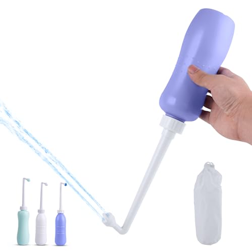 Hibbent Portable Bidet for Travel, Handheld Travel Bidet for Personal Hygiene Care, Personal Cleansing Use, Extended Nozzle, 17oz(500ml) Bathroom Toilet Spray, Purple - color: Purple, style: 500ml
