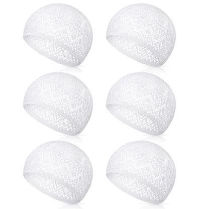 Eid Muslim 기도 Kufi 모자 남성용 기도 모자 모자 이슬람 비니 스컬 캡 자수 코피아 토피 6개 - style: 클래식