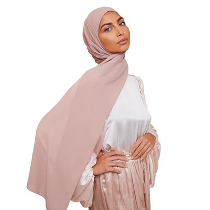 Premium Chiffon Hijab Scarf for Women Lightweight Non Slip Fashion Scarves - color: Pink Taupe, size: 1 Pack
