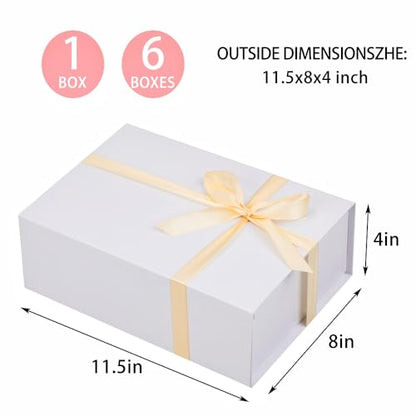 UoeRing 1 Pcs White Gift Box 11.5x8x4 Inch with Magnetic Lid | Collapsible Luxury Present Box,for Birthday,Christmas Holiday Gift Includes Card,Ribbon,Tissue Paper & Shredded Filler - color: 11.5x8x4 Inch-White-Pack of 1