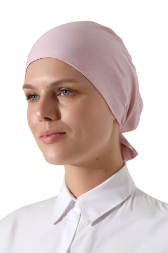 ihvan online Hijab Cap, Beanie Under Cap Scarf, Head Wraps for Women, Muslim Hijab Undercap with Tie-Back Closure - color: Pink