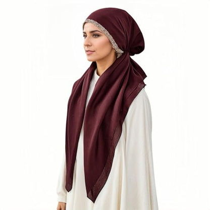 Instant Hijab for Women: Hijab Scarf, Hijabs for Women Muslim, Muslim Head Scarf, Easy Slip on - color: Burgundy