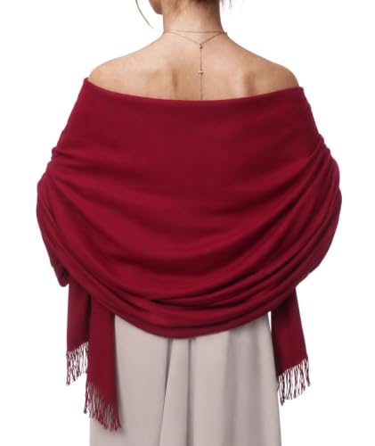 Pashmina Shawl Wraps Scarves Evening Dresses Wedding Bridesmaid for Women - color: 05-wine Red