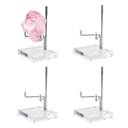 4 PCS Adjustable Metal Arm Rock Display Stand, Acrylic Crystal Holder | Clear Crystal Display Stands with Acrylic Base, for Geodes Mineral Agate and Small Collectibles, 2 x 2 x 3.5 Inch
