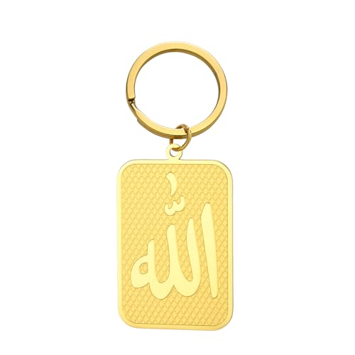 Islamic Ayatul Kursi Keychain Muslim Allah Pendant Arabic Calligraphy Allah Amulet Religious Jewelry Eid Ramadan Gift - color: Allah Keychain Gold