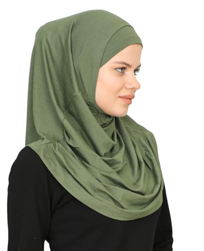 Prien Chic Ready To Wear Hijab For Women, Muslim Long Turban Undercap Set, Instant Scarf, Prayer Clothes For Girls, Abaya - color: Khaki