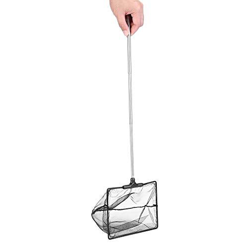 Aquarium Fish Net 10.8"x16.3" Rectangular Fish Net with 5.5"-16.3" Handle | Fine Mesh Nylon Fish Tank Accessory with Extendable Telescopic Plastic Handle - size: 6 inch