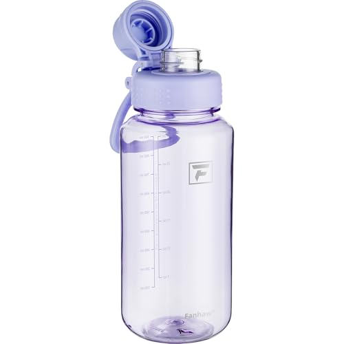 Fanhaw 32 oz Clear BPA-Free Tritan Water Bottle with Fast-Flow Spout Lid, BPA-Free & Leak-Proof Wide-Mouth Reusable Bottle for Gym, School & Office, Back to School Essentials (Amethyst) - color: Amethyst