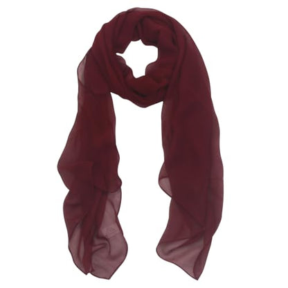 PANTONIGHT Long Chiffon Sheer Scarf For womens - color: 069 Plain Cherry