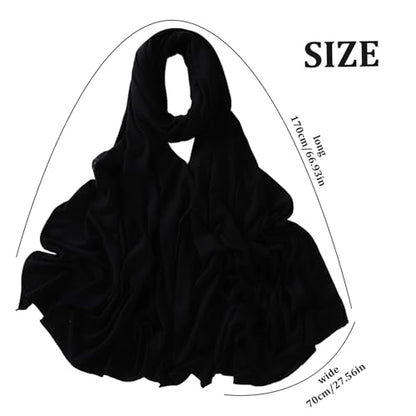 Jersey Hijab for Women, Soft Breathable Modal Hijab, 67x28 Inch Long Black Hijab, Fashion Muslim Hijab Scarf for Women Black Hijab Hijab Scarf Jersey Hijab for Women - color: Black