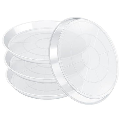 FUIJOL 4 Pack Clear Plant Saucer 16 Inch, Durable Plant Drip Trays Saucers for Pots, No Holes Water Catcher Trays for Indoor Outdoor Planter, Sturdy Base Plate(16", Clear) - size: 16"-4Pack