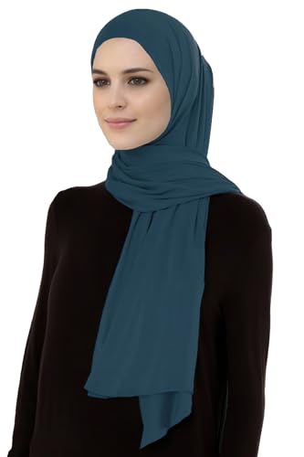 Lina & Lily Breathable Premium Modal Woven Hijab Head Scarf Shawl Wrap for Muslim Women Lightweight - color: Dark Teal