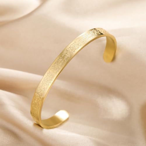 VASSAGO Islamic Gifts Ayatul Kursi Bracelet for Women Men Muslim Quran Allah Openable Bangles Ayatul Kursi Arabic Calligraphy Cuff Bracelet Islam Islamic Jewelry Eid Gifts - color: gold ayatul kursi bracelet