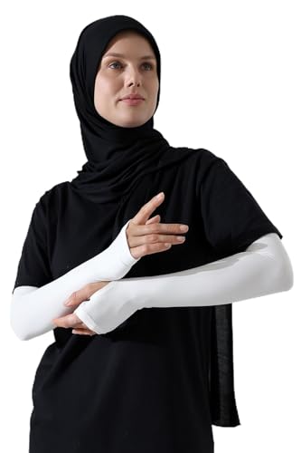 ihvan online, Hijab Sleeves for Women, Muslim Arm Sleeve for Prayer, Women's Soft Stretchy Modest Sleeves to Cover Arms - color: Beige-model 2