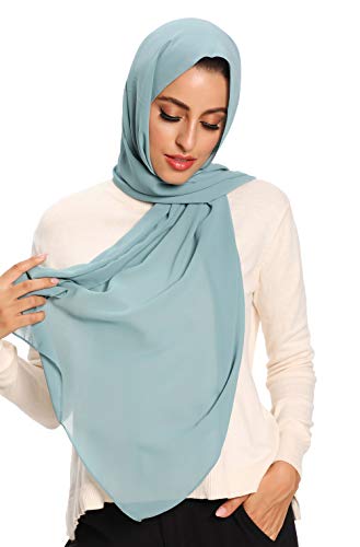 Txameru Hijab for Women Chiffon Hijab Scarfs for Women Long Shawl - color: Dusty Green