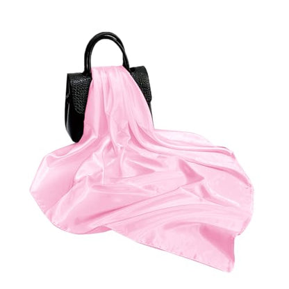 Elegant Satin Jersey Muslim Hijab Scarf Square Soft Head Wrap Scarves Shawl for Women Girls - color: Light Pink(90*90cm)