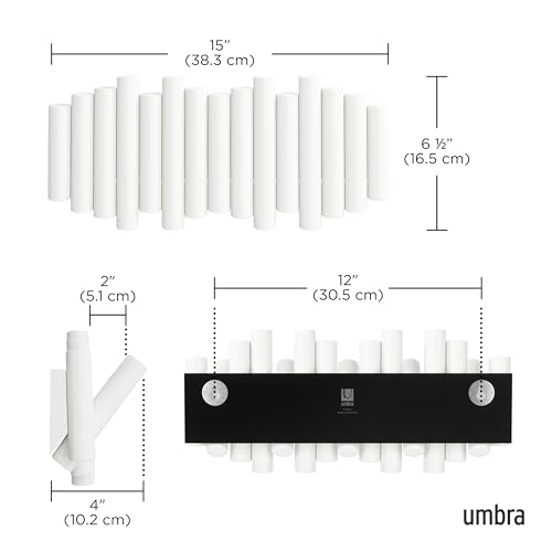 Umbra Picket Coat Rack, Wall Mount 5 Flip-Down Coat Hooks, White - color: White, size: 5-Hook