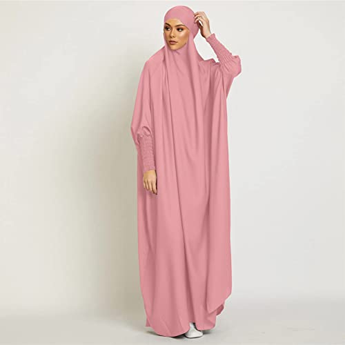 ODIZLI Muslim One Piece Prayer Hijab Dress Women Hooded Abaya Full Cover Islam Dubai Modest Robe - color: Pink, size: One Size