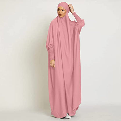 ODIZLI Muslim One Piece Prayer Hijab Dress Women Hooded Abaya Full Cover Islam Dubai Modest Robe - color: Pink, size: One Size