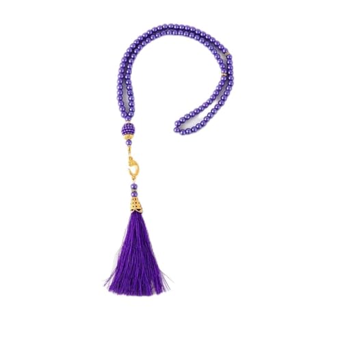 Pingyongchang Islam Prayer Beads Tassels Bracelets for Women Meditation Protection Muslim Religion Colored Arab Strand Bangle for Men Boho Chakra Statement Stylish Long Chain Handmade Birthday Gifts - color: Purple
