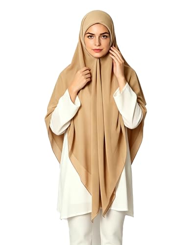 Lina & Lily Premium Chiffon Hijab Head Scarf Shawl Wrap for Muslim Women Square 58'' x 58'' - color: Camel