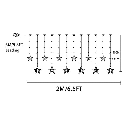 Curtain String Light LED Icicle Light Transparent Strand 8 Modes Waterproof Indoor Outdoor Home Decorative Lights Crescents and Stars (Stars)
