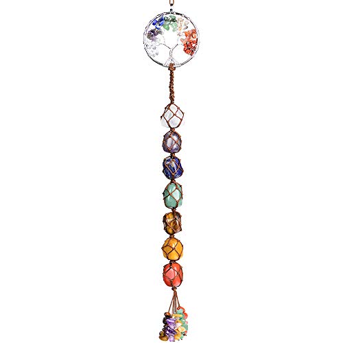 Handmade Crystal Window Car Hanging Ornaments 7 Chakra Home Decoration Feng Shui Ornament Car Decoration Christmas Decorations Ornaments (Chakra-Round) - color: A-style 11