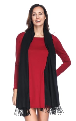 Pashmina Shawl Wraps Scarves Evening Dresses Wedding Bridesmaid for Women - color: 01-black