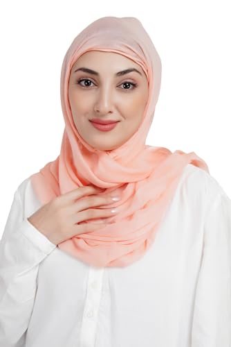 Soft Hijab Scarf 100% Modal | Lightweight | Breathable For Women - color: Orange Pink