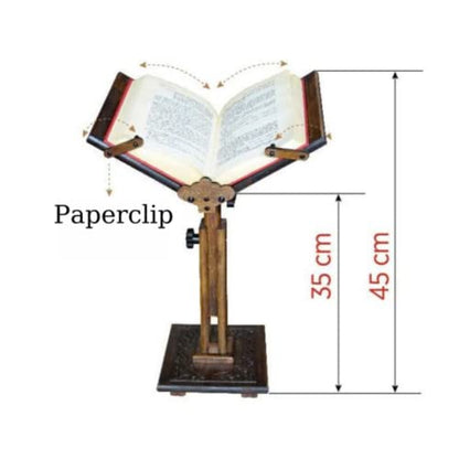 Adjustable Carved Wooden Book Stand | Quran, Bible, Torah Holder Lectern | Dictionary, Cookbook Stand