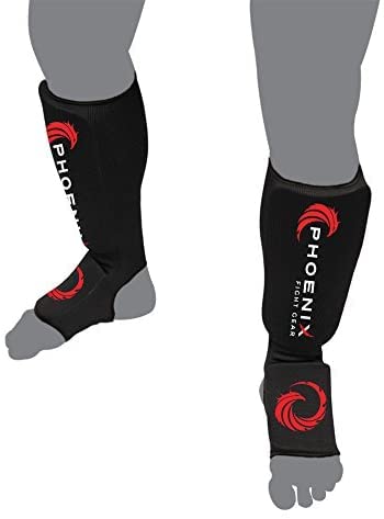 Sustain Shin Guard, Elastic Cloth Shin & Instep Padded Guards for Muay Thai Training, Sparring, MMA, Protective Kickboxing (Pair) - size: X-Small