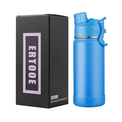 Kids Water Bottle for School Boys Girls，16 oz Water Bottle with 2-in-1 Lid 304 Stainless Steel Insulated Bottle - color: Navy blue 480