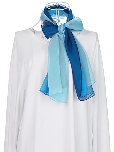 uxcell Women'sChiffon Sheer Long Scarf Silky Gradient Party - color: Dark Light Blue