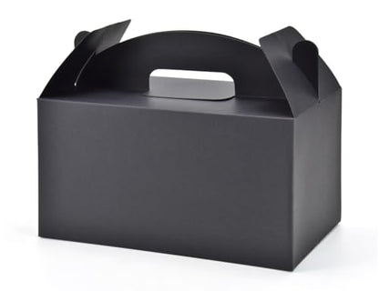 Papertide Black Gable Box with Handles, 30 Pack 9.45×5×5 inch Sturdy Colorful Cardstock treat Boxes for Christmas Birthday Party Favors, Premium Presentation Boxes with Lids - color: Black