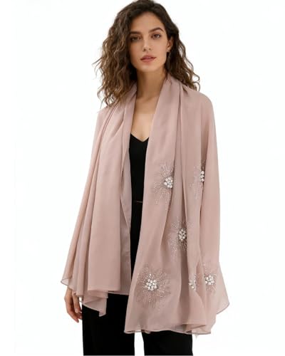 Chiffon Hijab Scarf for Women Muslim Hijab Head Wrap Scarves Soft Rhinestone Chiffon Scarf Fashion Long Scarves Shawl - color: Pink