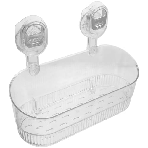 PRETYZOOM Shower Suction Cup Organizer No-Drill Bathroom Suction Storage Box Transparent Plastic Shower Caddy for Shampoo Body Wash Lotion Skin Care Products 12.79 X 5.11 X 4.72 in