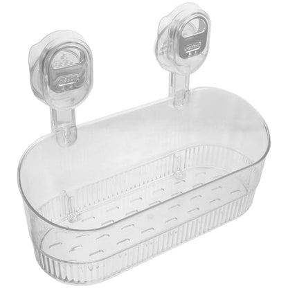 PRETYZOOM Shower Suction Cup Organizer No-Drill Bathroom Suction Storage Box Transparent Plastic Shower Caddy for Shampoo Body Wash Lotion Skin Care Products 12.79 X 5.11 X 4.72 in