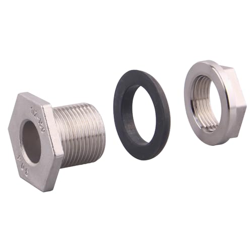 DERNORD 1/2" Female Bulkhead Water Tank Connector Stainless Steel Bulkhead Fittings Pack of 5 - size: 1/2 Inch, style: Pack of 5