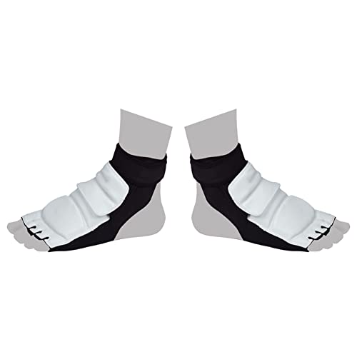 Taekwondo Breathable Shock Absorbing Foot Protector for Karate Training Boxing Sparring Guard for Men Women Colour Combination Black and White - size: S 30-33