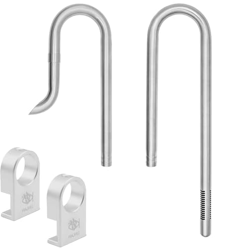 LINLAN 304 Stainless Steel Lily Pipe Inflow and Outflow with Mini Aluminum Alloy Pipe Holder, 360° Rotatable Outflow, Fits 1/2 Inch ID Filter Hose, for Rimless Aquariums (1/2") - size: Fits 1/2" ID Filter Hose