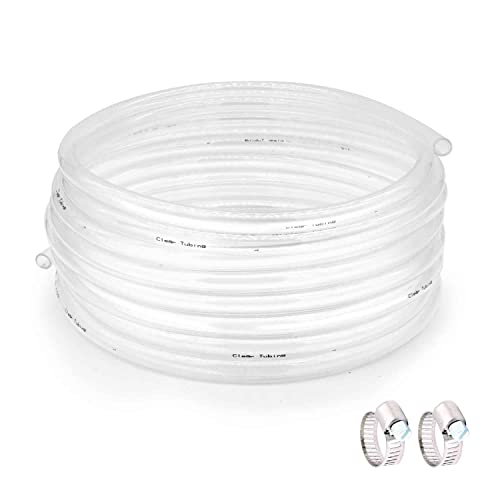 3/8’’ ID × 1/2’’ OD - 100 ft Clear Plastic Vinyl Tubing,Hybrid PVC Tubing Lightweight Non-Toxic vinyl Tube UV Chemical Resistant | Hybrid PVC Tubing Lightweight Non-Toxic vinyl Tube UV Chemical Resistant - size: 3/8'', style: 100 feet