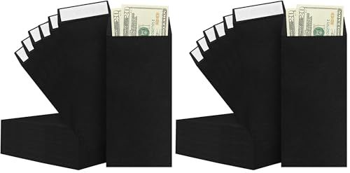 BONUS++ Envelope Set - 120 Envelopes for Cash, Checks, & Tickets; 80GSM, 3.2x6.6 inch Black Envelopes - Perfect for Cash Challenge Savers (Pack of 2) - size: 3.2x6.6in (Pack of 2)